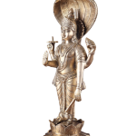 Brass Lord Vishnu Standing with Sheshanaag | 17.5" x 7" x 5" (44.45 x 18 x 12.5 cm) | 7 kg Sacred Art | Divine Lotus Sacred Murti